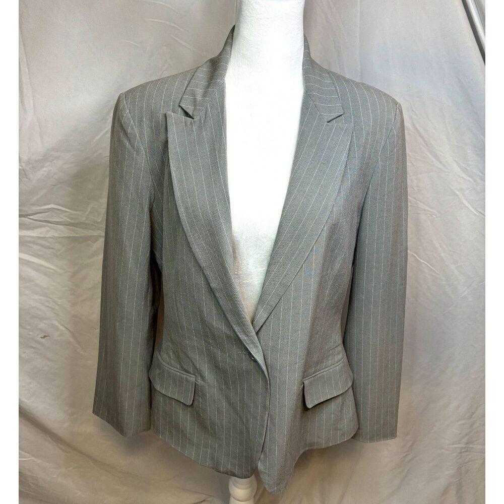 Steve & Barry's Uptown Gray Pinstripe Blazer One Button Womens Business NWT - Picture 1 of 8